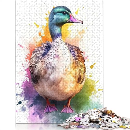 Puzzle für Erwachsene, Aquarell-Entenmalerei, 1500-teiliges Holzpuzzle für Erwachsene und Personen ab 18 Jahren, schwierig und herausfordernd, 1500 Teile (85 x 57 cm) von QBIREX