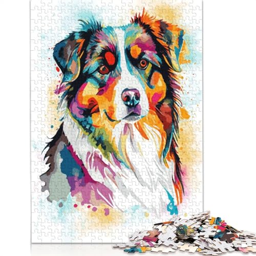 Puzzle für Erwachsene, Australian Shepherd Art, 1500-teiliges Puzzle, Holzpuzzle für Erwachsene und ab 18 Jahren, Spiele, Spielzeug, Geschenk, 1500 Teile (85 x 57 cm) von QBIREX