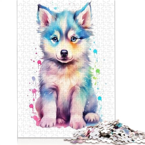 Puzzle für Erwachsene, Baby-Siberian-Husky-Welpe, 1000-teiliges Puzzle, Holzpuzzle für Erwachsene und Familien, schwierig und herausfordernd, 1000 Teile (75 x 50 cm) von QBIREX