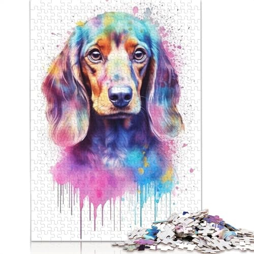 Puzzle für Erwachsene, Babys, Dackelwelpe, 1500-teiliges Holzpuzzle für Erwachsene ab 18 Jahren, Lernspielzeug, 1500 Teile (85 x 57 cm) von QBIREX