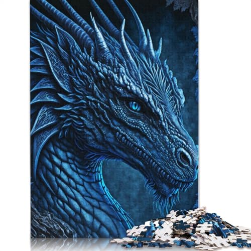 Puzzle für Erwachsene, Blauer Drache, 520-teiliges Puzzle, Holzpuzzle für Erwachsene und ab 18 Jahren, Familienaktivität, 520 Teile (52 x 38 cm) von QBIREX