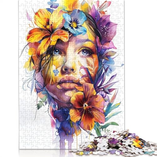 Puzzle für Erwachsene, Blumen, Damen, Aquarell, Puzzle, 1500 Teile, Puzzles für Erwachsene, Lernspiel, Herausforderung, Spielzeug, 1500 Teile (85 x 57 cm) von QBIREX