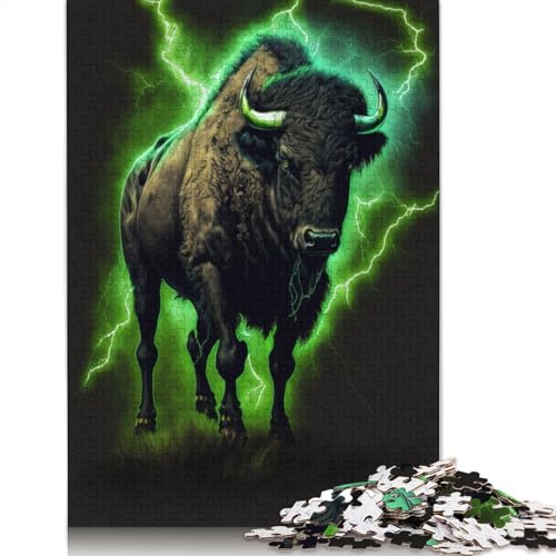 Puzzle für Erwachsene, Büffeltier, 1000-teiliges Holzpuzzle für Erwachsene ab 18 Jahren, Lernspielzeug, 1000 Teile (75 x 50 cm) von QBIREX