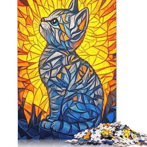 Puzzle für Erwachsene, Buntglas-Kätzchen, Papierpuzzles für Teenager, Geschenke, Heimdekoration, Puzzlespielzeug, 1000 Teile (75 x 50 cm) von QBIREX