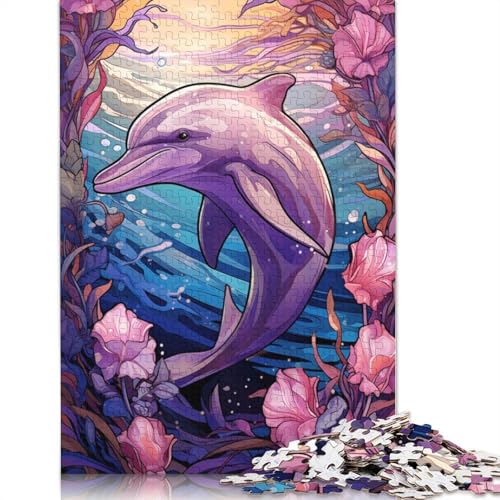 Puzzle für Erwachsene, Delfin, Jugendstil, 1000-teiliges Holzpuzzle für Erwachsene ab 18 Jahren, Lernspielzeug, 1000 Teile (75 x 50 cm) von QBIREX