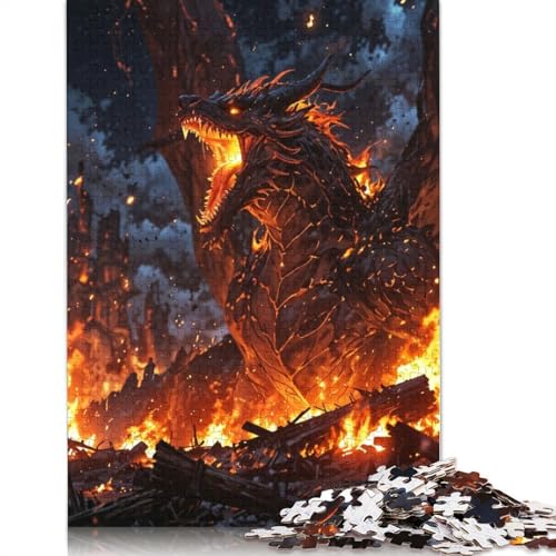 Puzzle für Erwachsene, Dragon Fury Fire, 520-teiliges Puzzle, Holzpuzzle für Erwachsene und ab 18 Jahren, Spiele, Spielzeug, Geschenk, 520 Teile (52 x 38 cm) von QBIREX
