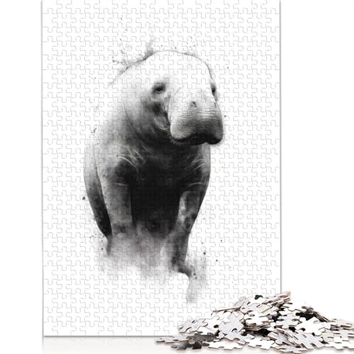 Puzzle für Erwachsene, Dugong, eingefärbtes Meeressäugetier, 1000-teiliges Puzzle, Holzpuzzle für Erwachsene und ab 18 Jahren, Spiele, Spielzeug, Geschenk, 1000 Teile (75 x 50 cm) von QBIREX