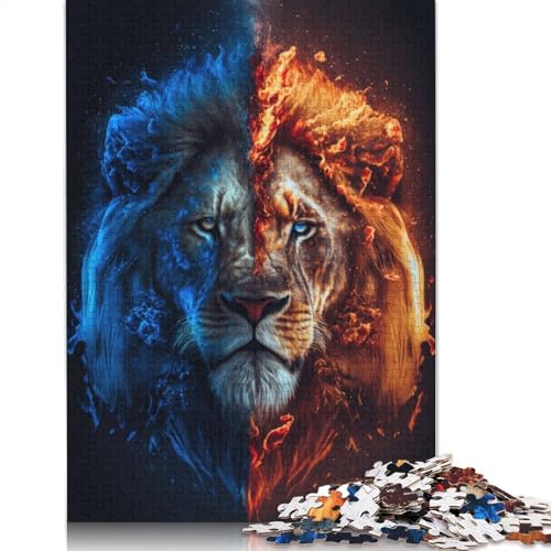 Puzzle für Erwachsene, EIS- und Feuerlöwen-Poster, 520-teiliges Holzpuzzle für Erwachsene und Kinder ab 18 Jahren, Lernspielzeug, 520 Teile (52 x 38 cm) von QBIREX