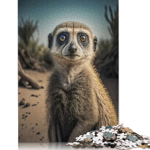 Puzzle für Erwachsene, Erdmännchen Sieht neugierig aus, 1000-teiliges Holzpuzzle für Erwachsene und ab 18 Jahren, Lernspielzeug, 1000 Teile (75 x 50 cm) von QBIREX