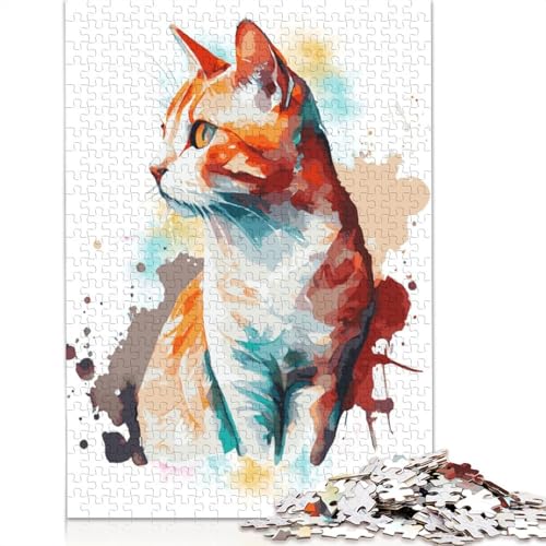 Puzzle für Erwachsene, Europäische Kurzhaarkatze, 520-teiliges Holzpuzzle für Erwachsene und Personen ab 18 Jahren, schwierig und herausfordernd, 520 Teile (52 x 38 cm) von QBIREX