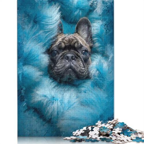 Puzzle für Erwachsene, Französische Bulldoggenwelpen, 1500-teiliges Puzzle, Holzpuzzle für Erwachsene und ab 18 Jahren, tolle Geschenke zu Weihnachten, 1500 Teile (85 x 57 cm) von QBIREX