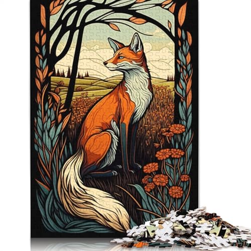 Puzzle für Erwachsene, Fuchs, Jugendstil, Wildtiere, 520-teiliges Puzzle, Holzpuzzle für Erwachsene und ab 18 Jahren, Familienaktivität, 520 Teile (52 x 38 cm) von QBIREX