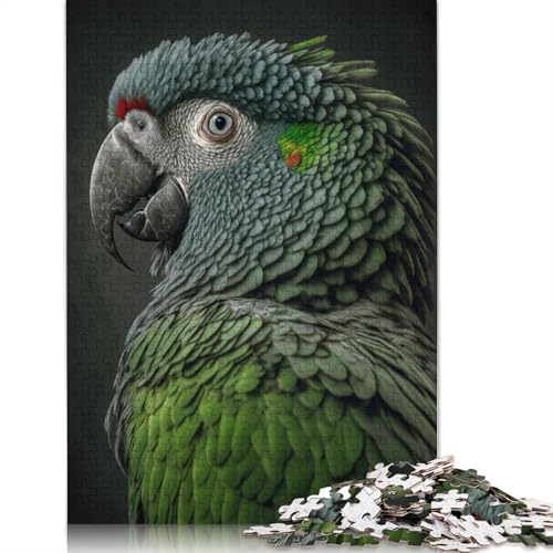 Puzzle für Erwachsene, Grünes Papageien-Poster, 520-teiliges Puzzle, Holzpuzzle für Erwachsene und ab 18 Jahren, Spiele, Spielzeug, Geschenk, 520 Teile (52 x 38 cm) von QBIREX