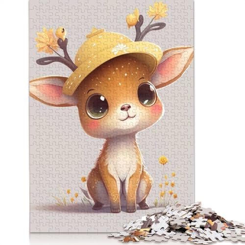 Puzzle für Erwachsene, Hirsch, niedliches 1000-teiliges Puzzle für Erwachsene, Holzpuzzle für Erwachsene ab 18 Jahren, Lernspielzeug, 1000 Teile (75 x 50 cm) von QBIREX