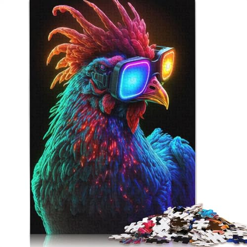 Puzzle für Erwachsene, Huhn, farbenfrohes 520-teiliges Holzpuzzle für Erwachsene ab 18 Jahren, Lernspielzeug, 520 Teile (52 x 38 cm) von QBIREX