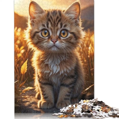 Puzzle für Erwachsene, Kätzchen beim Sonnenbaden auf einem Felsen, 1500-teiliges Holzpuzzle für Erwachsene ab 18 Jahren, Lernspielzeug, 1500 Teile (85 x 57 cm) von QBIREX