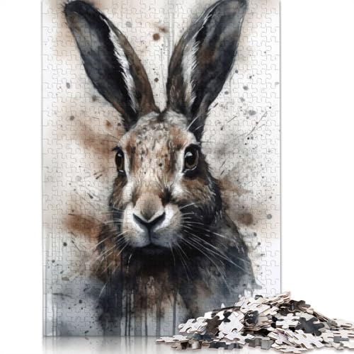 Puzzle für Erwachsene, Kaninchen, Schönheit, eingefärbtes Häschen, 520-teiliges Puzzle, Holzpuzzle für Erwachsene und Lernpuzzle, Familienspiel, 520 Teile (52 x 38 cm) von QBIREX