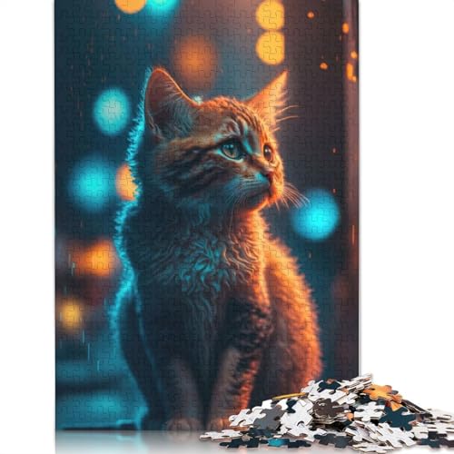 Puzzle für Erwachsene, Katze in der Stadt, 520-teiliges Puzzle für Erwachsene, Holzpuzzle für Erwachsene ab 18 Jahren, Lernspielzeug, 520 Teile (52 x 38 cm) von QBIREX