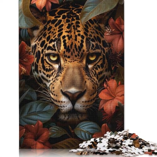 Puzzle für Erwachsene, Leoparden-Blumenwald, 1500-teiliges Holzpuzzle für Erwachsene und Personen ab 18 Jahren, schwierig und herausfordernd, 1500 Teile (85 x 57 cm) von QBIREX