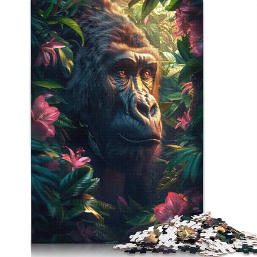 Puzzle für Erwachsene, Majestätischer Gorilla im Dschungel, 520-teiliges Puzzle, Holzpuzzle für Erwachsene und ab 18 Jahren, Spiele, Spielzeug, Geschenk, 520 Teile (52 x 38 cm) von QBIREX