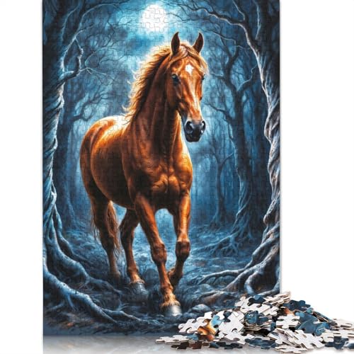 Puzzle für Erwachsene, Majestätisches Pferd im Dschungel, 520-teiliges Holzpuzzle für Erwachsene ab 18 Jahren, Lernspielzeug, 520 Teile (52 x 38 cm) von QBIREX