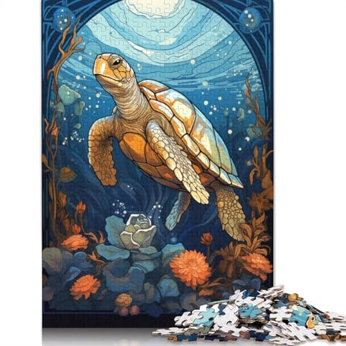 Puzzle für Erwachsene, Meeresschildkröte, Jugendstil, 520-teiliges Puzzle, Holzpuzzle, ab 18 Jahren, Weihnachts- und Geburtstagsgeschenke, 520 Teile (52 x 38 cm) von QBIREX