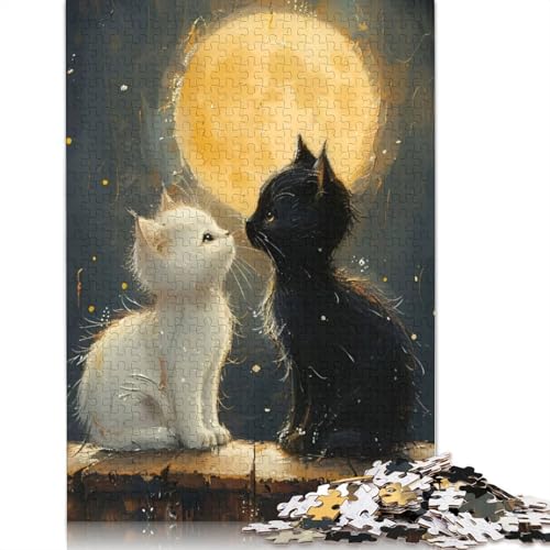Puzzle für Erwachsene, Moonlight Cat Companions, 1500-teiliges Holzpuzzle, geeignet für Erwachsene und über 18 Jahre, tolles Geschenk für Erwachsene, 1500 Teile (85 x 57 cm) von QBIREX