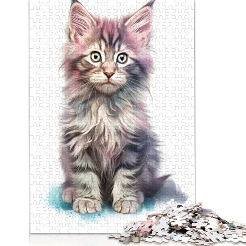 Puzzle für Erwachsene, Norwegische Waldkatze, 1000-teiliges Puzzle, Holzpuzzle für Erwachsene und ab 18 Jahren, tolle Geschenke zu Weihnachten, 1000 Teile (75 x 50 cm) von QBIREX