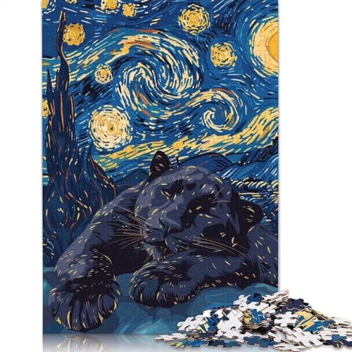 Puzzle für Erwachsene, Panther im Sternennacht-Stil, Puzzles für Erwachsene, Lernspiel, Herausforderungsspielzeug, 1000 Teile (75 x 50 cm) von QBIREX