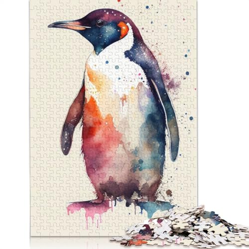 Puzzle für Erwachsene, Pinguin, Aquarelltier, 520-teiliges Puzzle, Holzpuzzle für Erwachsene und ab 18 Jahren, Spiele, Spielzeug, Geschenk, 520 Teile (52 x 38 cm) von QBIREX