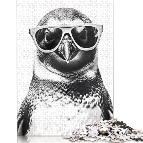 Puzzle für Erwachsene, Pinguin-Sonnenbrille, 520-teiliges Puzzle, Holzpuzzle für Erwachsene und ab 18 Jahren, Geschenk für Erwachsene und 520 Teile (52 x 38 cm) von QBIREX