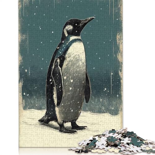 Puzzle für Erwachsene, Pinguin-Vintage, 1500-teiliges Puzzle, Holzpuzzle für Erwachsene und ab 18 Jahren, Spiele, Spielzeug, Geschenk, 1500 Teile (85 x 57 cm) von QBIREX
