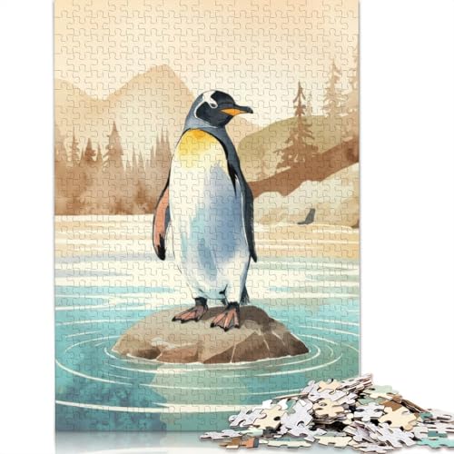 Puzzle für Erwachsene, Pinguin auf Felsen, 520-teiliges Puzzle, Holzpuzzle für Erwachsene und ab 18 Jahren, Spielzeug, Wanddekoration, 520 Teile (52 x 38 cm) von QBIREX