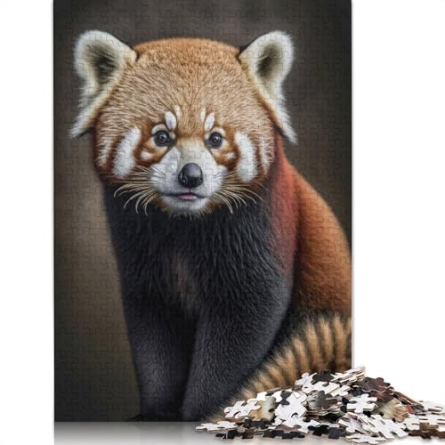Puzzle für Erwachsene, Poster mit rotem Panda, 1000-teiliges Holzpuzzle für Erwachsene ab 18 Jahren, Lernspielzeug, 1000 Teile (75 x 50 cm) von QBIREX