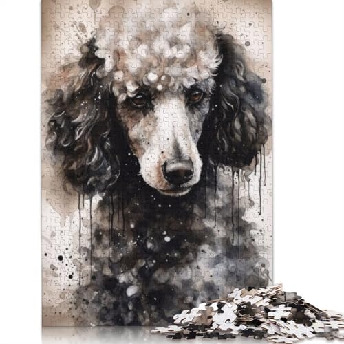 Puzzle für Erwachsene, Pudelhund, Schwarze Tinte, 520-teiliges Puzzle, Holzpuzzle für Erwachsene und ab 18 Jahren, gutes Geschenk für Erwachsene, 520 Teile (52 x 38 cm) von QBIREX