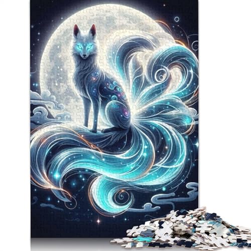 Puzzle für Erwachsene, Puzzle Kitsune Fox Neon Japan 尺寸, 5-teiliges Holzpuzzle für Erwachsene und Personen ab 18 Jahren, schwierig und herausfordernd, 500 Teile von QBIREX