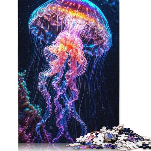 Puzzle für Erwachsene, Quallen, Electric Bloom, 1000-teiliges Holzpuzzle für Erwachsene ab 18 Jahren, Lernspielzeug, 1000 Teile (75 x 50 cm) von QBIREX