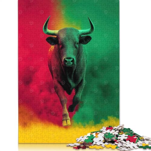 Puzzle für Erwachsene, Rasta-Bull, Papierpuzzles für Teenager, Geschenke, Heimdekoration, Puzzlespielzeug, 1000 Teile (75 x 50 cm) von QBIREX