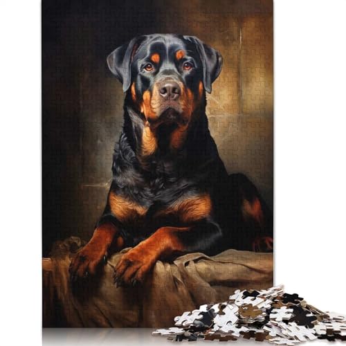 Puzzle für Erwachsene, Rottweiler, Puzzles für Erwachsene, Lernspiel, Herausforderungsspielzeug, 1000 Teile (38 x 26 cm) von QBIREX