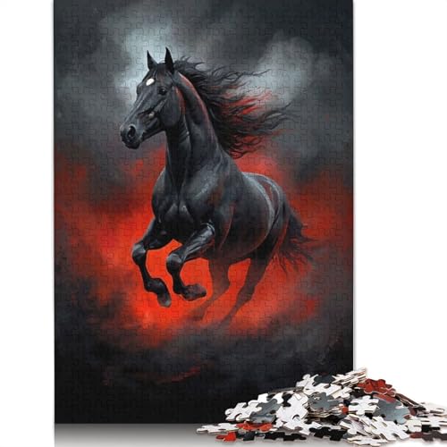 Puzzle für Erwachsene, Schwarzer Hengst, 1000-teiliges Holzpuzzle für Erwachsene ab 18 Jahren, Lernspielzeug, 1000 Teile (75 x 50 cm) von QBIREX