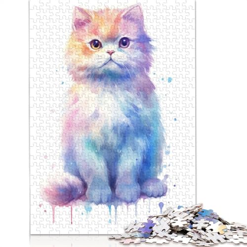 Puzzle für Erwachsene, Scottish Fold-Katze, Gemälde, 520 Teile, für Erwachsene, Geschenke, Holzpuzzle, geeignetes tolles Geschenk für Erwachsene, 520 Teile (52 x 38 cm) von QBIREX