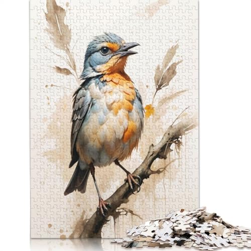 Puzzle für Erwachsene, Serene Songbird, 1000-teiliges Puzzle, Holzpuzzle für Erwachsene und Personen ab 18 Jahren, anspruchsvolles Spielpuzzle, 1000 Teile (75 x 50 cm) von QBIREX