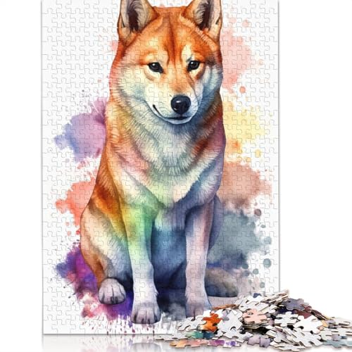Puzzle für Erwachsene, Shiba Inu, Aquarellhund, 520-teiliges Puzzle, Holzpuzzle für Erwachsene und ab 18 Jahren, Familienaktivität, 520 Teile (52 x 38 cm) von QBIREX