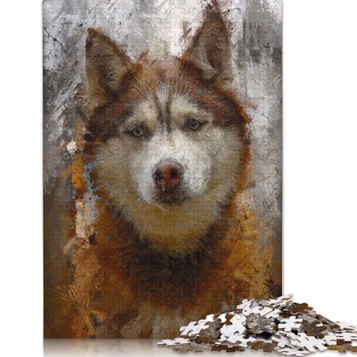 Puzzle für Erwachsene, Siberian Husky-Gemälde, 520-teiliges Puzzle, Holzpuzzle für Erwachsene und ab 18 Jahren, tolle Geschenke zu Weihnachten, 520 Teile (52 x 38 cm) von QBIREX
