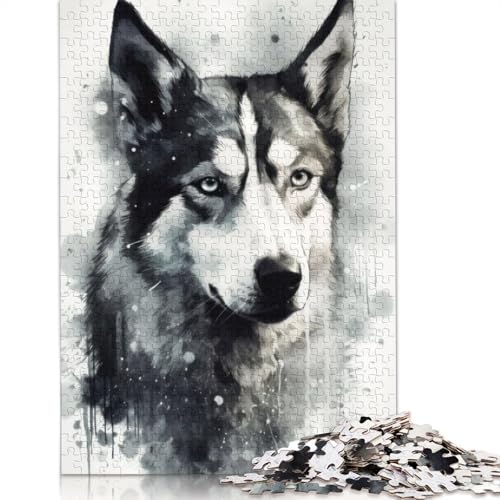 Puzzle für Erwachsene, Sibirischer Husky-Hund, Charm, 1000 Teile, für Erwachsene, Geschenke, Holzpuzzle, geeignetes tolles Geschenk für Erwachsene, 1000 Teile (75 x 50 cm) von QBIREX