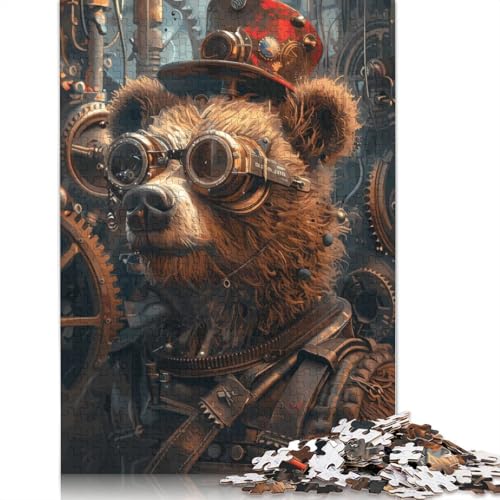 Puzzle für Erwachsene, Steampunk-Bär, Tier-Puzzles für Erwachsene, Lernspiel, Herausforderungsspielzeug, 1000 Teile (75 x 50 cm) von QBIREX
