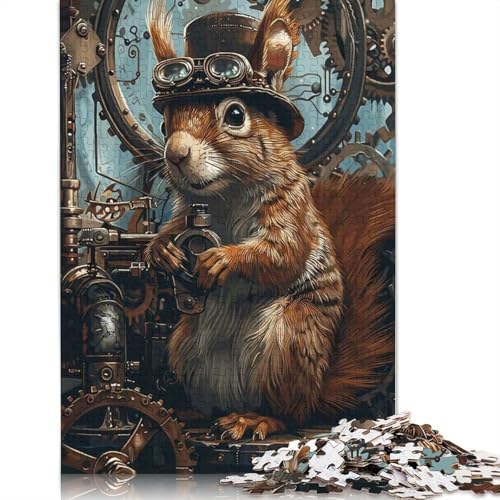 Puzzle für Erwachsene, Steampunk-Tier-Eichhörnchen, Puzzles für Erwachsene, Lernspiel, Herausforderungsspielzeug, 1000 Teile (75 x 50 cm) von QBIREX