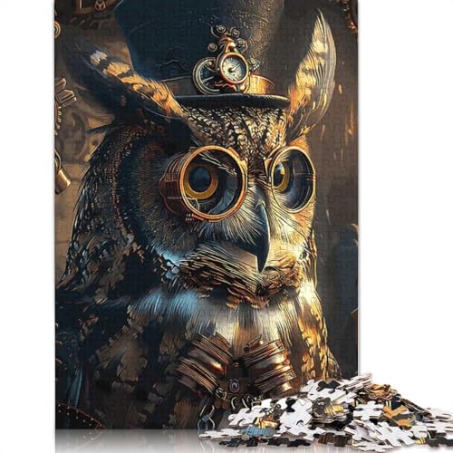Puzzle für Erwachsene, Steampunk-Tier-Eule, Puzzle für Erwachsene, Lernspiel, Herausforderungsspielzeug, 1000 Teile (38 x 26 cm) von QBIREX