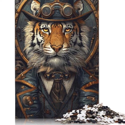 Puzzle für Erwachsene, Steampunk-Tier-Tiger, Puzzles für Erwachsene, Lernspiel, Herausforderungsspielzeug, 1000 Teile (75 x 50 cm) von QBIREX
