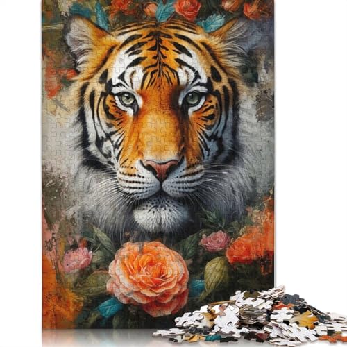 Puzzle für Erwachsene, Tiger in einem Rosengarten, 1500-teiliges Puzzle, Holzpuzzle, Puzzles für 18-Jährige, Weihnachts- und Geburtstagsgeschenk, 1500 Teile (85 x 57 cm) von QBIREX